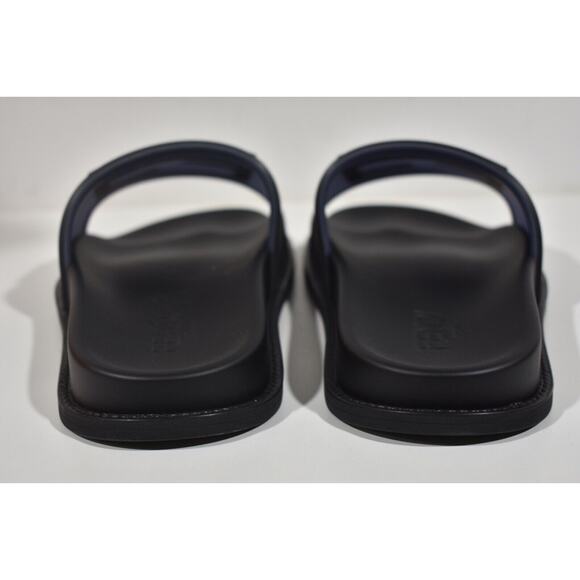 Fendi Mens Baguette Rubber Blue Black Logo Flat Slide Sandal Flip Flop UK 8 US 9 - Picture 11 of 12